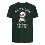 Cute Panda Kawaii Just A Girl Who Loves Pandas Girls in Forest Green - back view