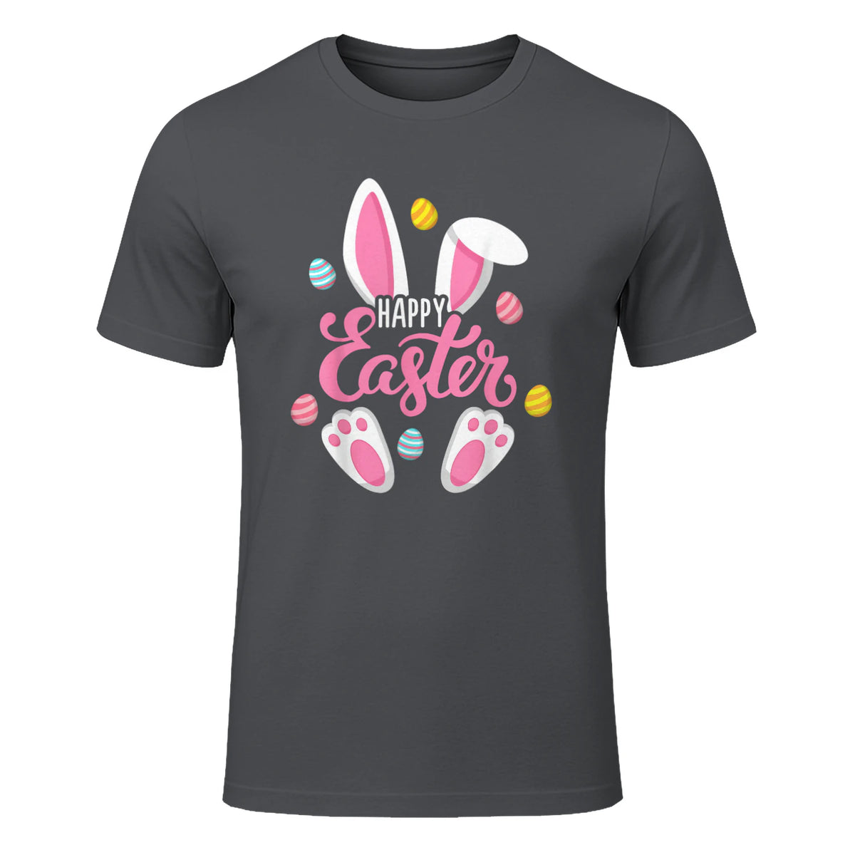 Happy Easter Bunny Women Girls Rabbit Easter Egg Hunt Funny in Charcoal - front view