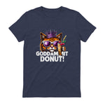 Donut Princess Cat Meme Tee – Kawaii Funny Cartoon Style T-Shirt in Heather Navy - back view