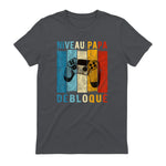 Nouveau Papa Nouvelle Naissance Annonce Gamer Humour T-Shirt in Charcoal - back view