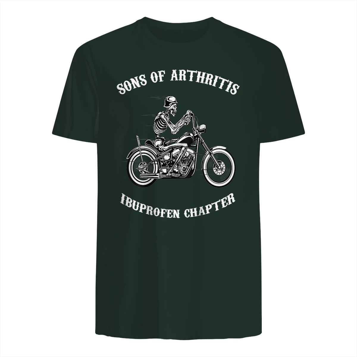 Sprüchewerkstatt Sons mit Arthritis Ibuprofen Chapter Motorradfahrer für Herren, Schwarz, in Forest Green - back view