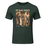 Black Cowboy Western Rodeo Melanin Black History Texas Men T-Shirt in Forest Green - front view