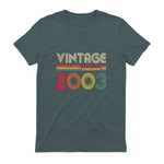 Vintage Twenty-First Birthday Gift T-Shirt in Dark Heather - back view