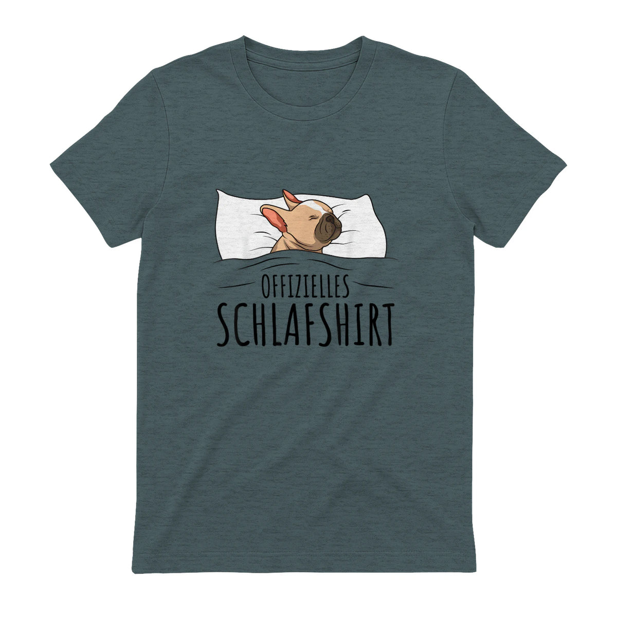 Süße Französische Bulldoggen Geschenke Offizielles Schlafshirt Schlafanzug Französische Bulldogge , Weiß, S, Kurz in Dark Heather - back view