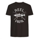Funny Fishing Reel Cool Papa Dad Joke T-Shirt in Dark Chocolate - back view