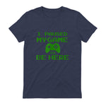 I Paused my Game to be Here Gamer T-shirt Gaming Geek Tee in Heather Navy - back view
