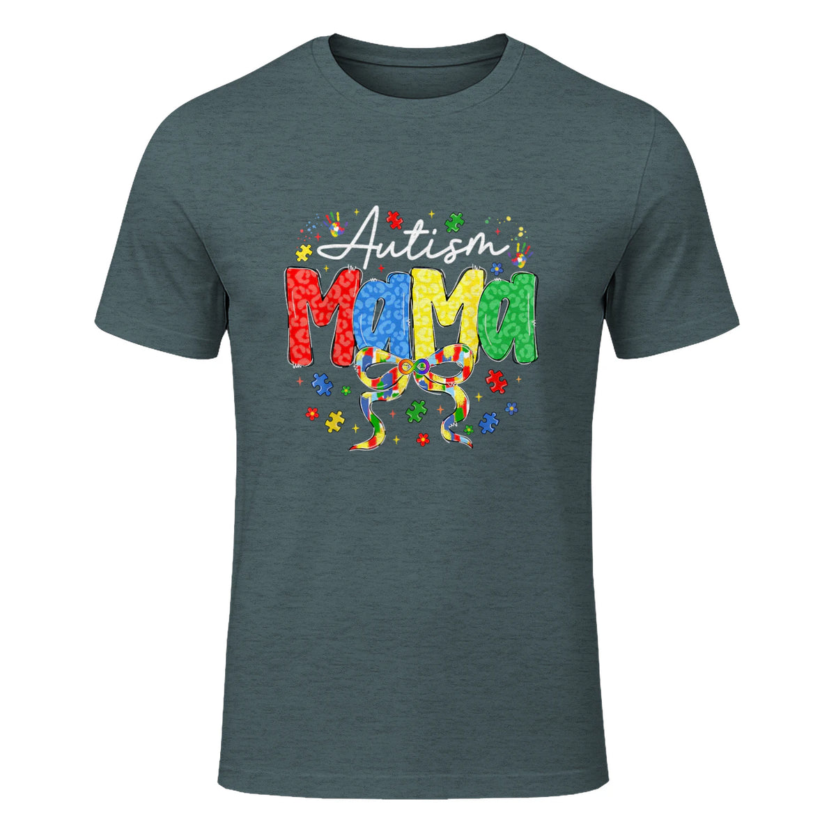 Proud Autism Mama Mom Awareness Gifts for Moms in Dark Heather - front view