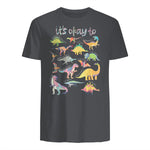 Autism Awareness It's Okay to Be Different Funny Dinosaur in Charcoal - back view