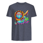 Ice Cream Drip Baseball Stuff Baseball Drip for Boys Graphic T-Shirt in Heather Navy - back view