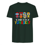 Dare to Be Yourself Autism Awareness Superheroes in Forest Green - back view