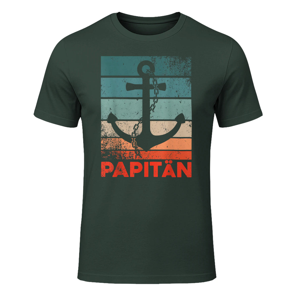 Papitän Papa und Kapitän Lustiges Retro Anker Vatertag in Forest Green - front view