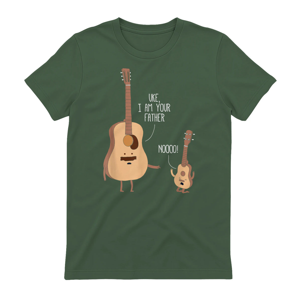 Uke I Am Your Father T Shirt Ukulele Guitar Music in Military Green - back view