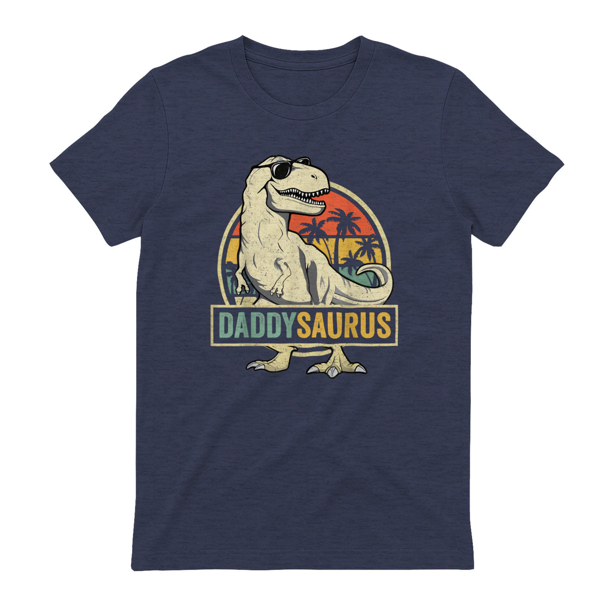Daddysaurus T Rex Dinosaur Daddy Saurus Family Matching in Heather Navy - back view