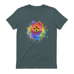 Colorful Splash Art Poméranie Portrait Pom Puppy Owner in Dark Heather - back view