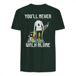 Vintage Father Son Family Autistic Kids Autism Awareness Dad in Forest Green - back view