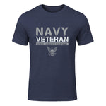 US Navy - Veteran Honor Courage Commitment T-Shirt in Heather Navy - front view