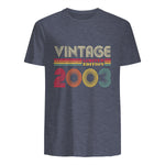 Vintage Twenty-First Birthday Gift T-Shirt in Heather Navy - back view