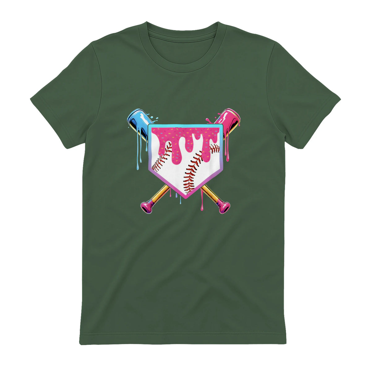Baseball Drip Youth T-Shirt in Military Green - back view