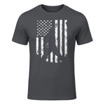 American Flag Baseball Shirt Cool Distressed Jersey Gift Tee T-Shirt in Charcoal - front view
