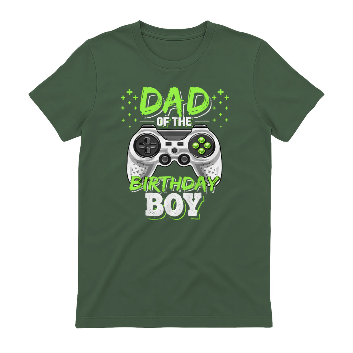 Dad of The Birthday Boy Matching Video Gamer Birthday Party in Military Green - back view