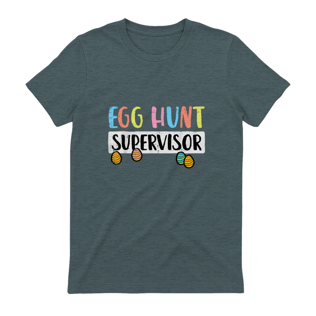 Easter Egg Hunt Supervisor Funny Mom Dad Men Women Kids T-Shirt in Dark Heather - back view