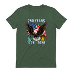 American Flag Fourth of July Anniversary T-Shirt in Military Green - back view