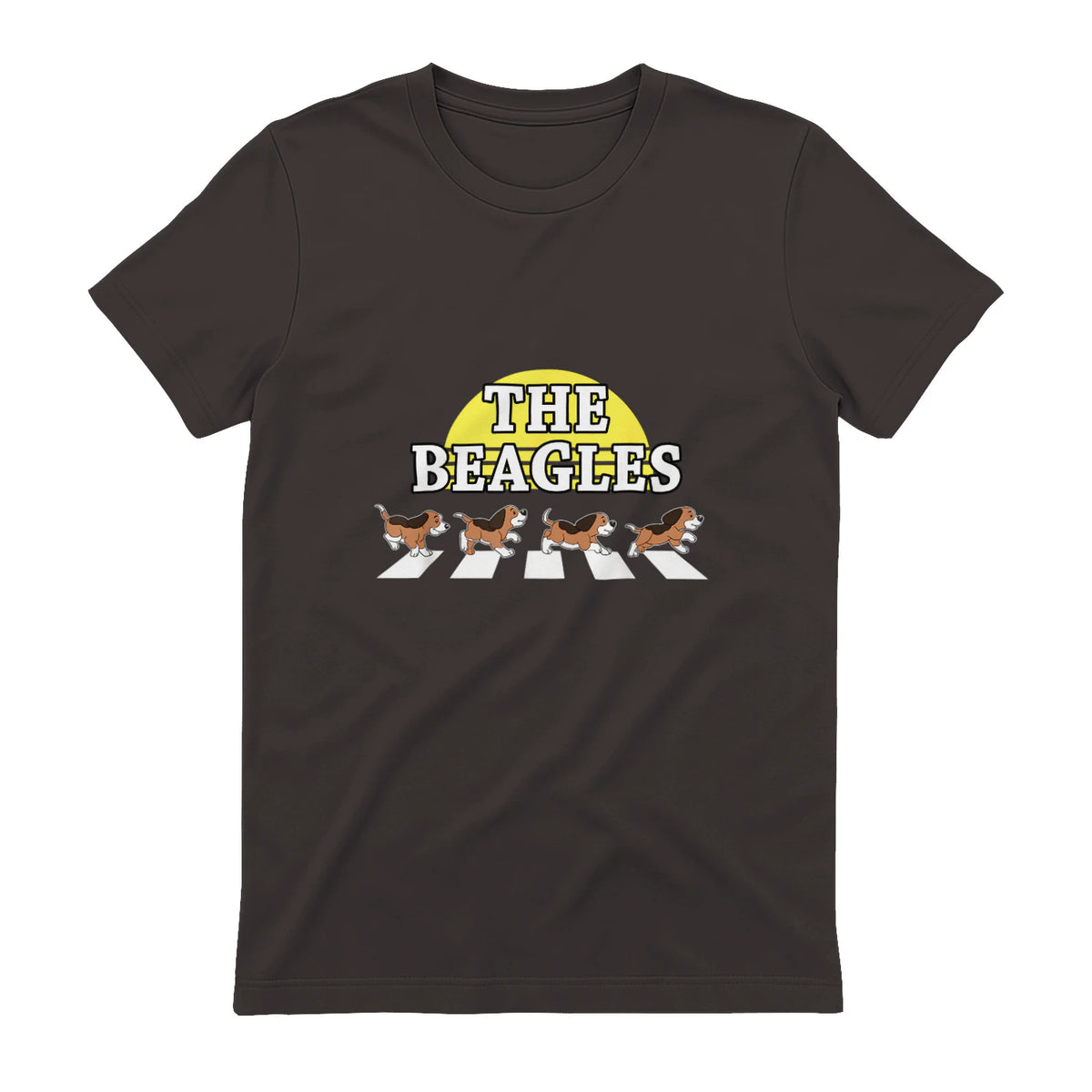 Drôle Les Beagles Beagle Dog Sitter Doggy Puppy Crosswalk in Dark Chocolate - back view
