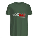 Dad Pit Crew Race Car T-Shirt in Military Green - back view