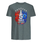American Patriotic Fourth of July Anniversary T-Shirt in Dark Heather - back view