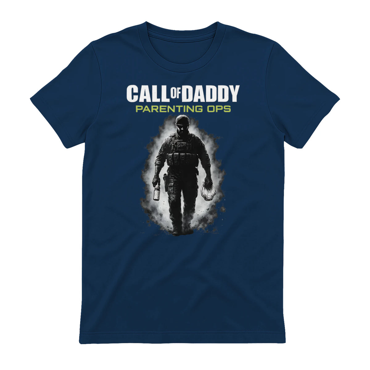 Call of Daddy Parenting Ops – Vatertag Great Dad Joke T-Shirt in Navy - back view
