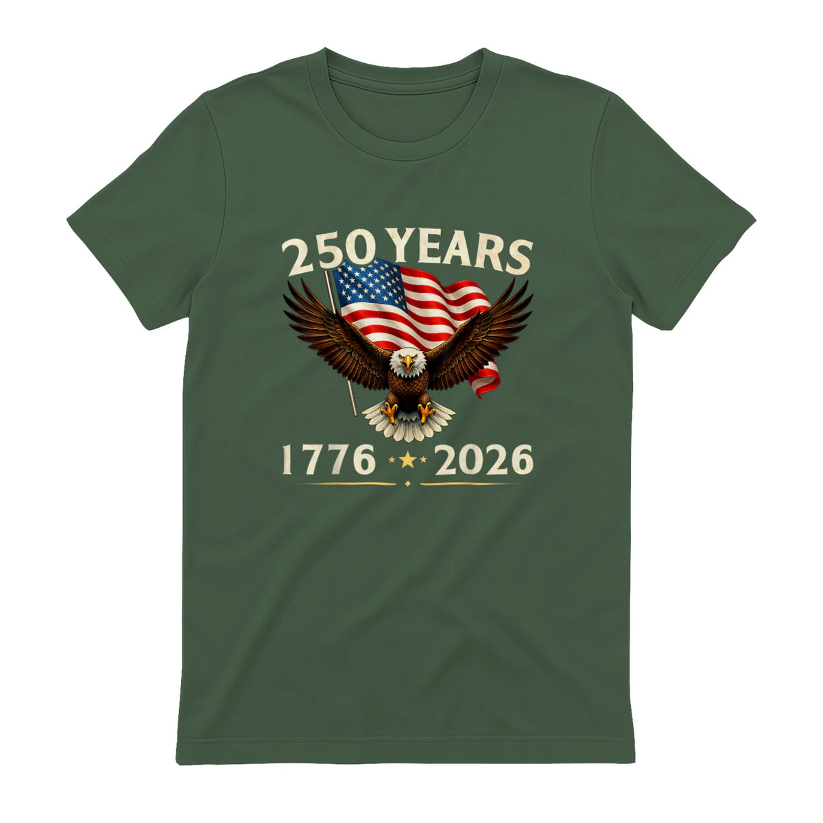Patriotic Eagle Independence Anniversary T-Shirt in Military Green - back view