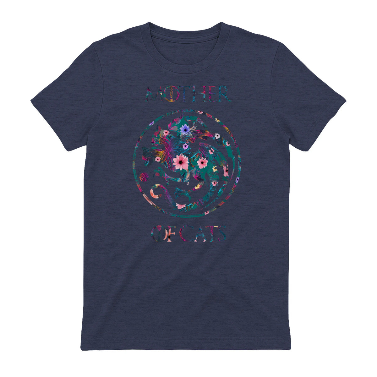 Mother of Cats Shirt T-Shirt in Heather Navy - back view