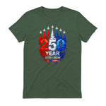 American Patriotic Fourth of July Anniversary T-Shirt in Military Green - back view