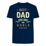 Best Dad in the World, Retro Vintage Look T-Shirt in Navy - back view