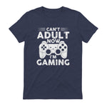 I Can't Adult Now I'm Gaming Gamer Console T-Shirt in Heather Navy - back view