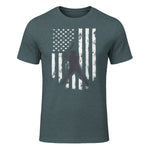 American Flag Baseball Shirt Cool Distressed Jersey Gift Tee T-Shirt in Dark Heather - front view