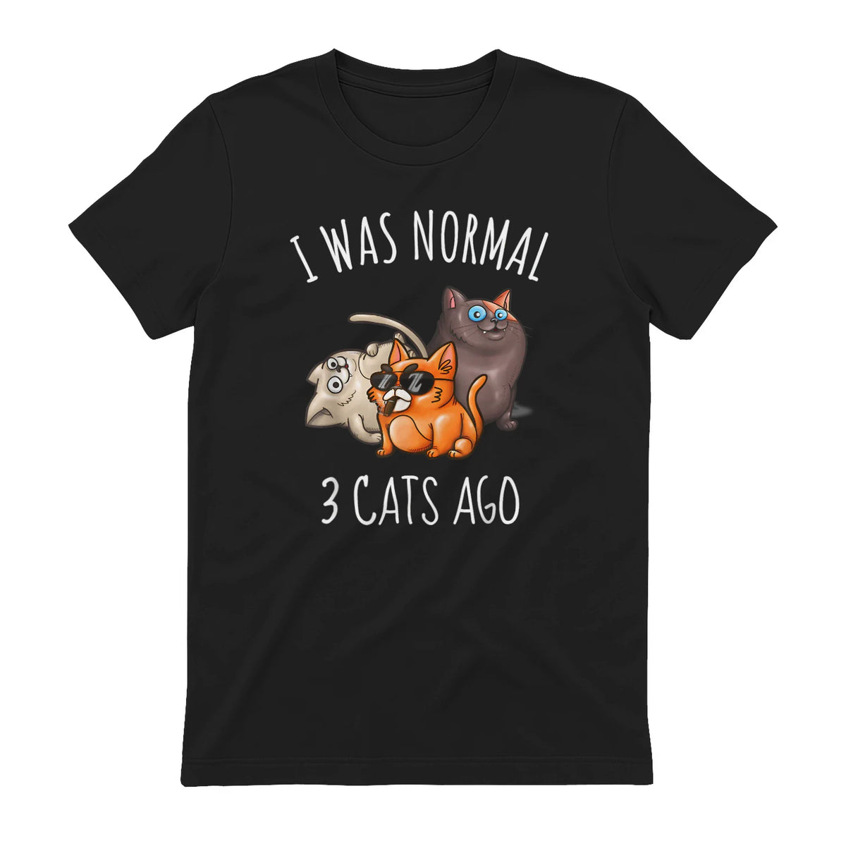 I Was Normal Three Cats Ago T-Shirt in Black - back view