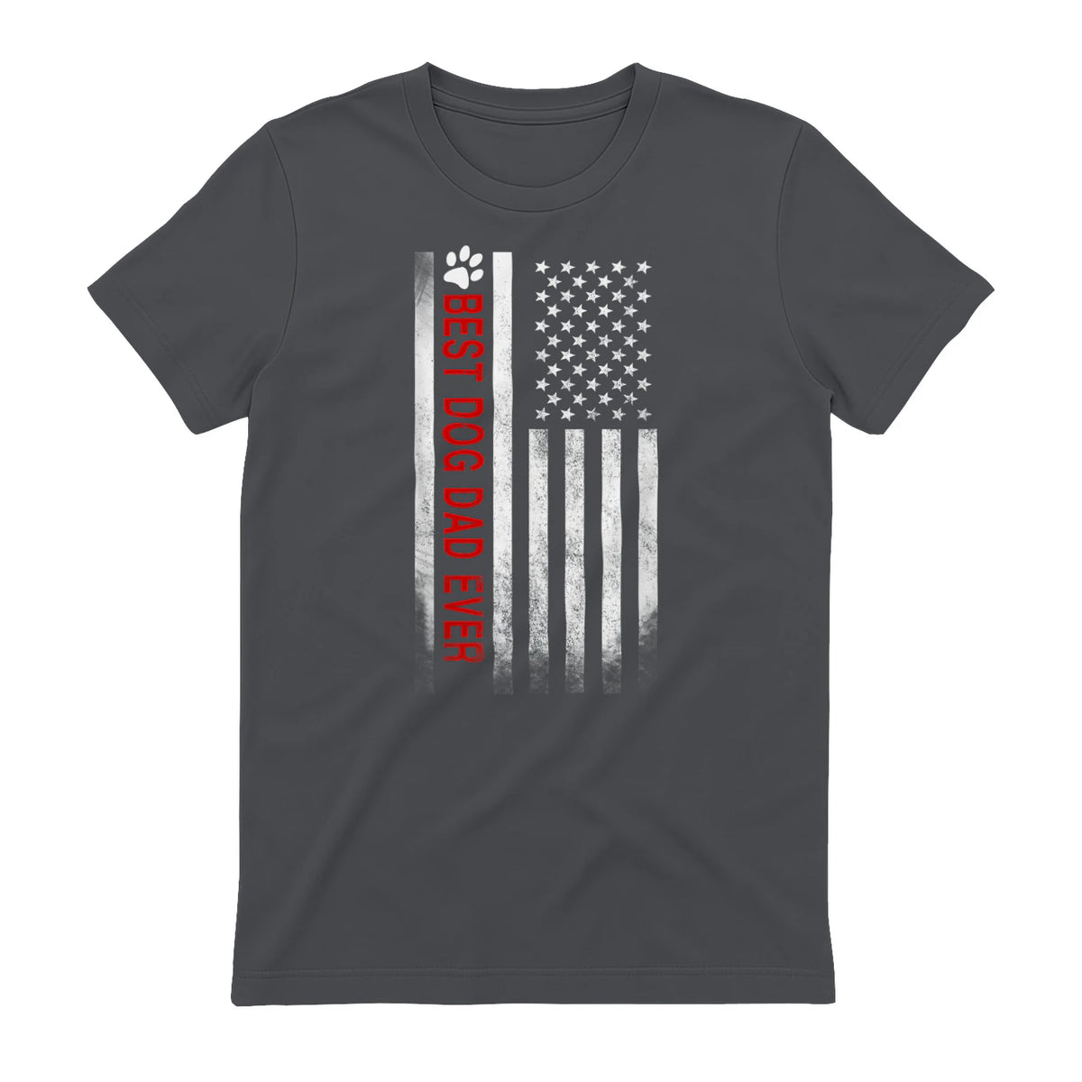 Best Dog Dad Ever American Flag Gift for Best Father in Charcoal - back view