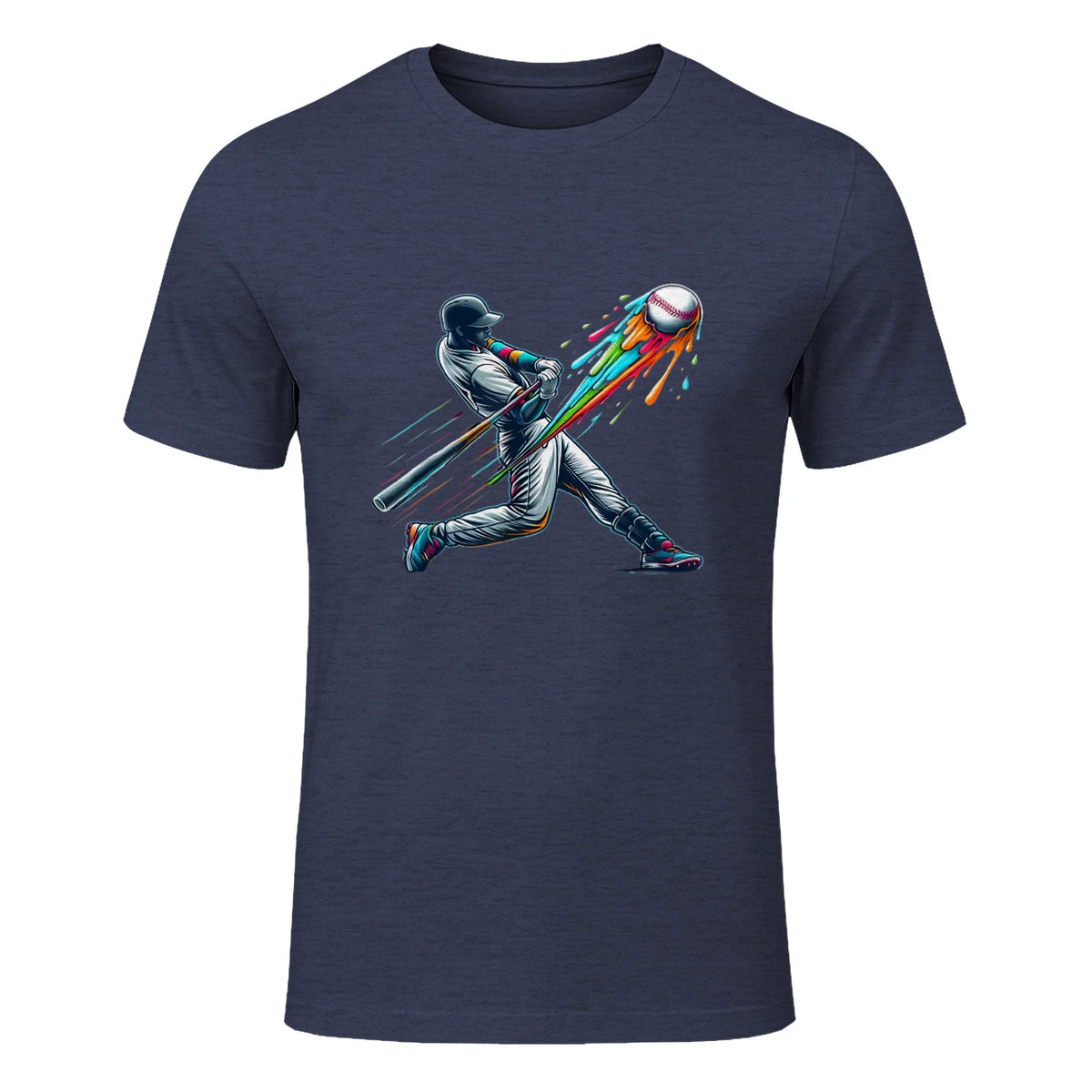 Baseball Player Drip T-Shirt in Heather Navy - front view