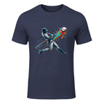 Baseball Player Drip T-Shirt in Heather Navy - front view
