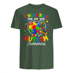 I Wear Blue for My Son Autism Awareness for Women Autism Mom in Military Green - back view