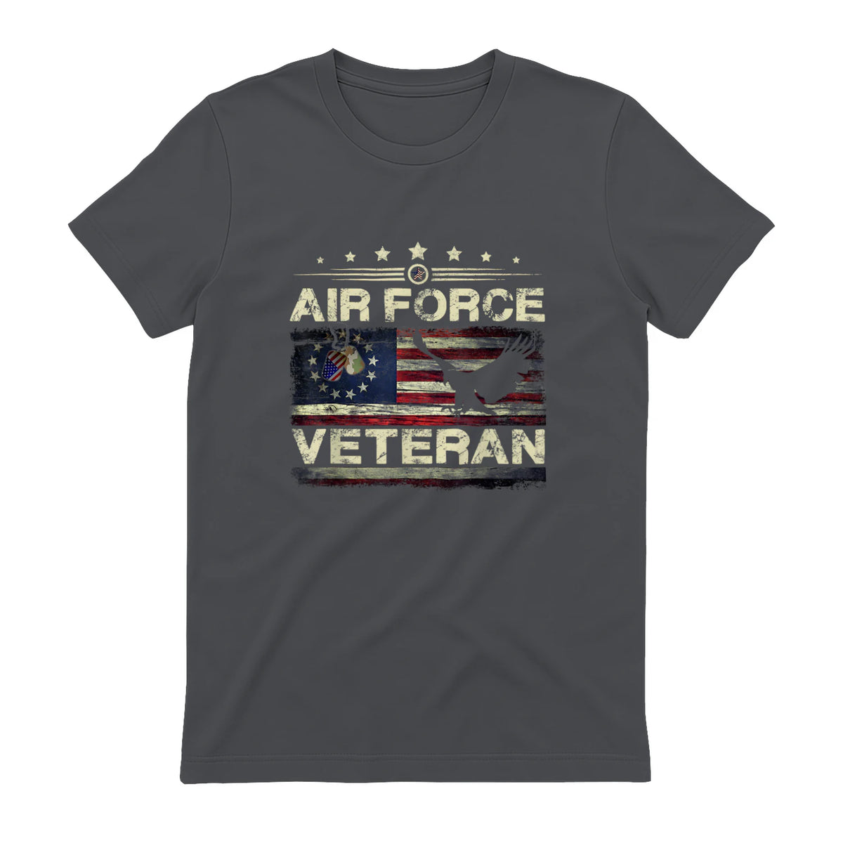 Veteran US Air Force TShirt - American Betsy Ross Flag T-Shirt in Charcoal - back view