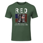 On Friday We Wear Red Military R.E.D Friday Military Remember Everyone Deployed Unisex-Adults US Flag T-Shirt Black Smal in Military Green - front view