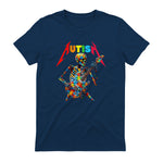 Autism Skeleton Guitar Player Rock Music Autism Awareness in Navy - back view