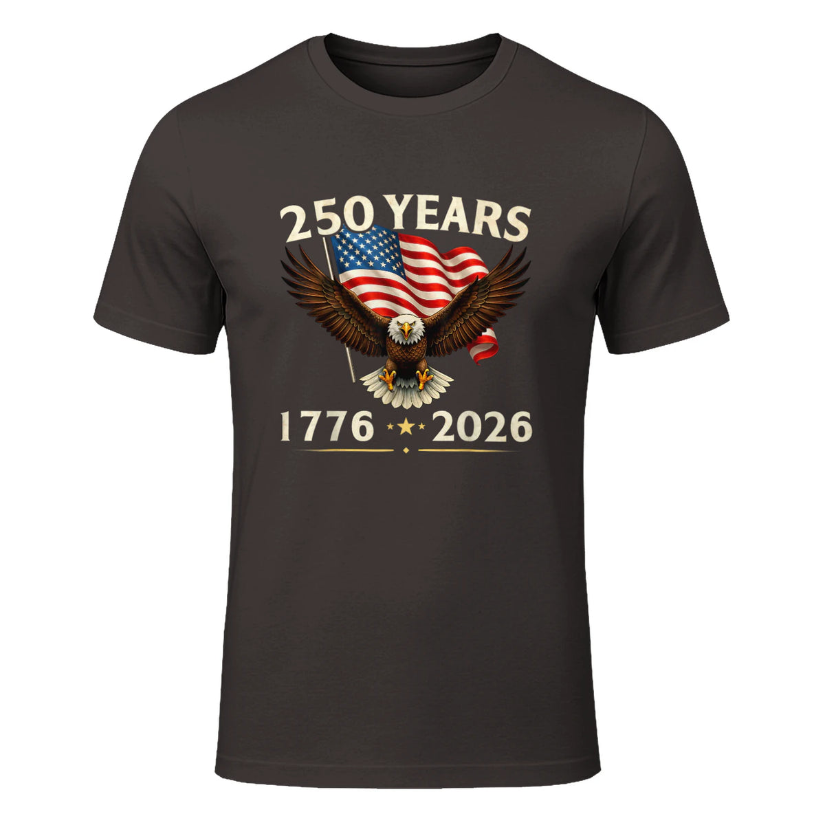 Patriotic Eagle Independence Anniversary T-Shirt in Dark Chocolate - front view
