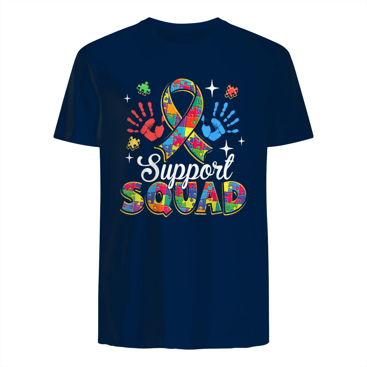 Autism Awareness Autism Support Squad Family in Navy - back view