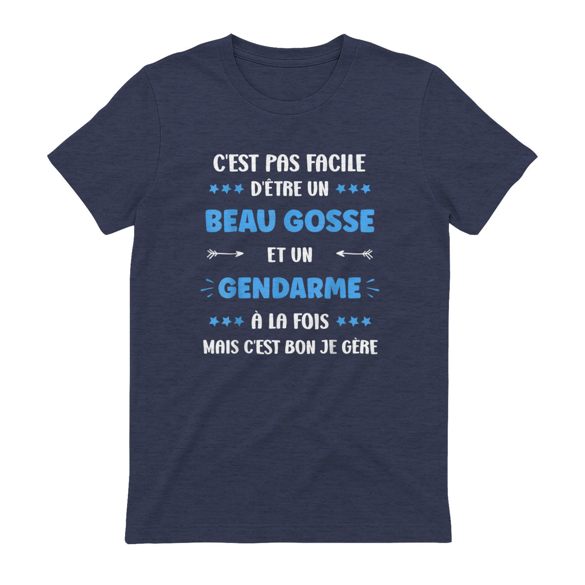 Départ Métier Super Gendarme Humour Beau Gosse Gendarme in Heather Navy - back view