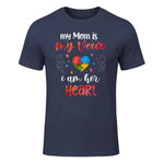Autism Mom Support ASD T-Shirt in Heather Navy - front view