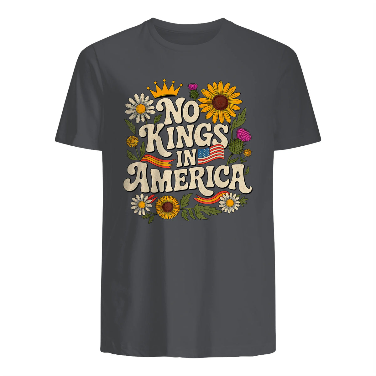 No King in America T-Shirt in Charcoal - back view