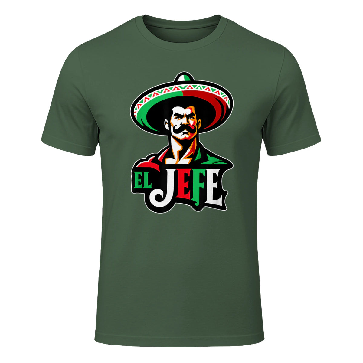 El Jefe Le Patron En Espagnol Drôle Phrase Mexicaine in Military Green - front view